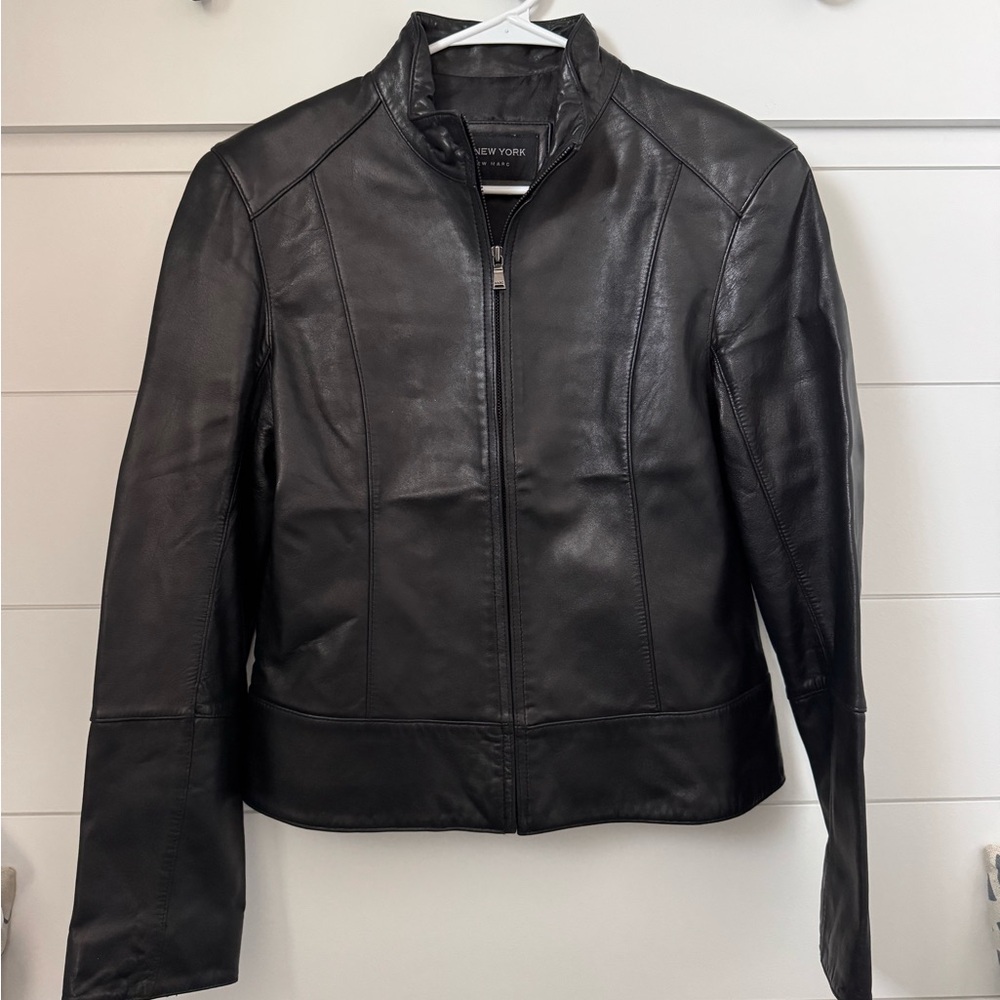 Marc New York Black Leather Motorcycle Jacket, Women’s L